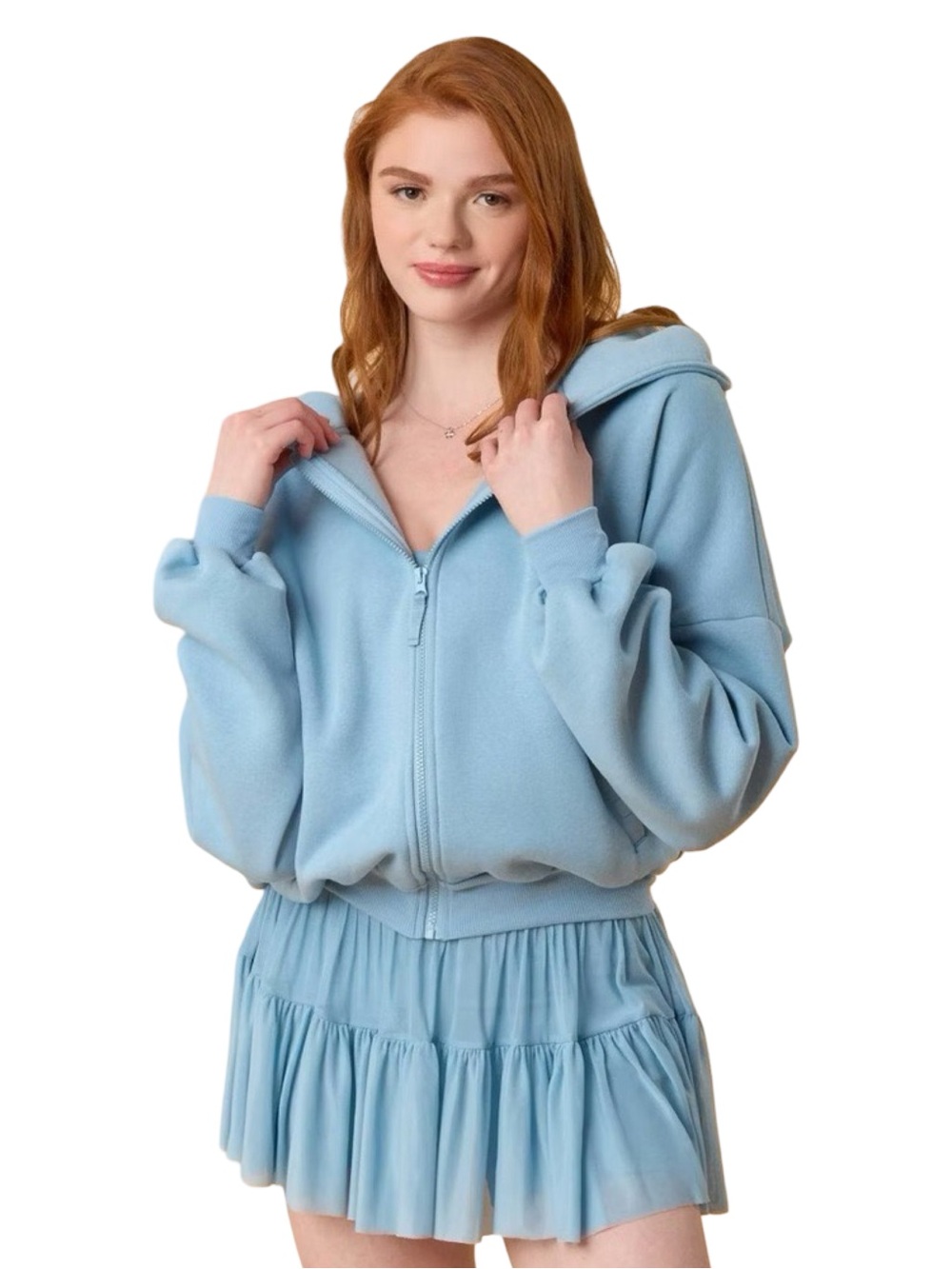 Blogilates Marshmallow Hoodie - Size Large - Light Blue